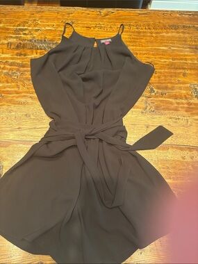 Women's Black Halter Neck Belted Dress